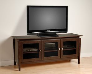 60 Inch Flat Panel LCD / Plasma TV Console with 3 Glass Doors in Espresso - Vinci - Prepac Furniture - EVG-6026