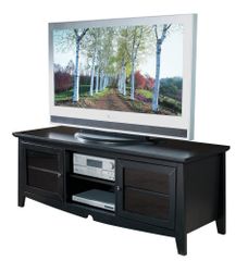 60 Inch TV Stand with Side Folding Construction in Black - Office Star - TV0860FBK
