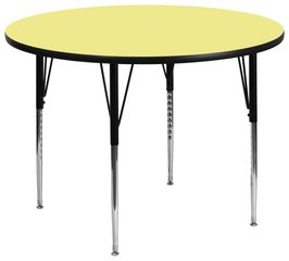60'' Round Activity Table, Yellow Thermal Fused Laminate Top & Standard Height Adjustable Legs - XU-A60-RND-YEL-T-A-GG