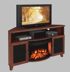 60" Shaker Style TV Corner Console with 25" Electric Fireplace - FT61SCCFB