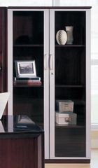 68 Inch Wall Cabinet with Glass Doors in Mahogany - Mayline Office Furniture - VCGMAH