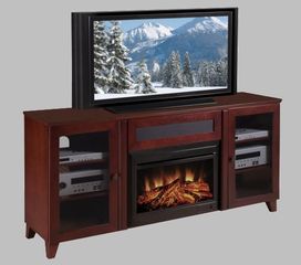 70" Shaker Style TV Console with 25" Electric Fireplace - FT70SCFB