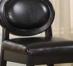 7015 Martini 26" Stationary Barstool in Jet Black Leather / Black - Armen Living - LC7015BABL26