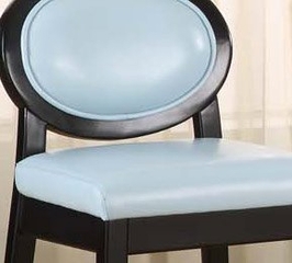 7015 Martini 26" Stationary Barstool in Sky Blue Leather / Black - Armen Living - LC7015BASB26