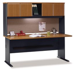 72" Desk and Hutch Set - Series A Natural Cherry Collection - Bush Office Furniture - WC57472-73