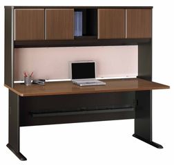 72" Desk and Hutch Set - Series A Walnut Collection - Bush Office Furniture - WC25572-73