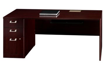 72" Left Credenza with Pedestal - Quantum Harvest Cherry Collection - Bush Office Furniture - QT4736CSK