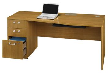 72" Left Hand Desk with Pedestal - Quantum Modern Cherry Collection - Bush Office Furniture - QT0736MCK