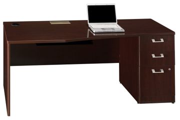 72" Right Hand Desk with Pedestal - Quantum Harvest Cherry Collection - Bush Office Furniture - QT0746CSK