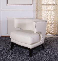 734 Eclipse Club Chair in Creme Vinyl / Espresso - Armen Living - LC734CLCR