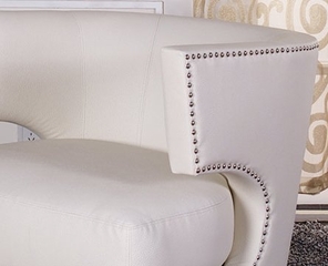 734 Eclipse Club Chair in Creme Vinyl / Espresso - Armen Living - LC734CLCR