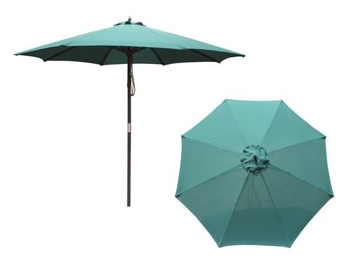 9' Market Umbrella with 8 Ribs and an Oil Based Stain Pole in Natural / Green - Merry Products - MPG-UMB8-SM01G