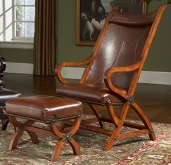 Accent Chair - Chair And Ottoman in Tobacco Leather / Brown frame - Largo Furniture - L731A