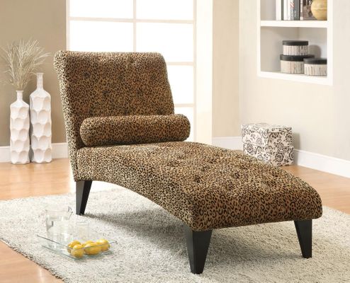 Accent Seating Upholstered Leopard Patterned Chaise - 902076