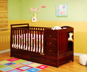 AFG Baby Daphne 3 in 1 Convertible Crib and Changer Cherry