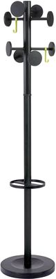 ALBA Black Floor Coat Stand with 8 Rounded Plastic Coat Pegs