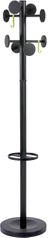 ALBA Black Floor Coat Stand with 8 Rounded Plastic Coat Pegs