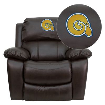 Albany State University Golden Rams Leather Rocker Recliner  - MEN-DA3439-91-BRN-41002-EMB-GG