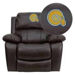 Albany State University Golden Rams Leather Rocker Recliner  - MEN-DA3439-91-BRN-41002-EMB-GG