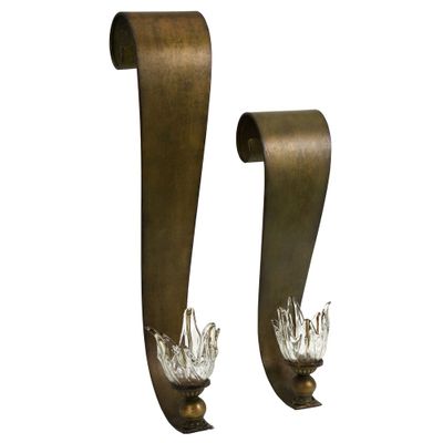 Aldous Glass Flower Candleholders (Set of 2) - IMAX - 87028-2