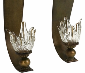 Aldous Glass Flower Candleholders (Set of 2) - IMAX - 87028-2