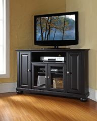 Alexandria 48" Corner TV Stand in Black - CROSLEY-KF10006ABK