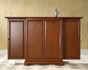 Alexandria Expandable Bar Cabinet in Classic Cherry Finish - Crosley Furniture - KF40001ACH