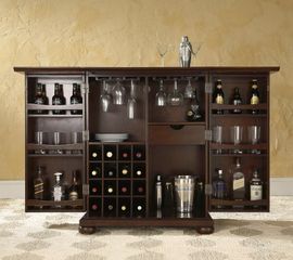 Alexandria Expandable Bar Cabinet in Vintage Mahogany Finish - Crosley Furniture - KF40001AMA