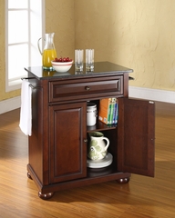 Alexandria Solid Black Granite Top Portable Kitchen Island in Vintage Mahogany - CROSLEY-KF30024AMA