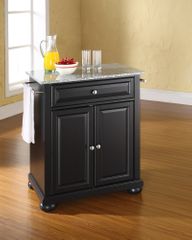 Alexandria Solid Granite Top Portable Kitchen Island in Black - CROSLEY-KF30023ABK