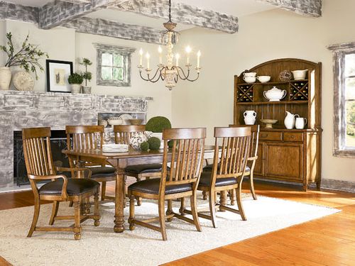 American Drew Americana Home 10PC Dining Room Set in Warm Khaki Oak - 114-760