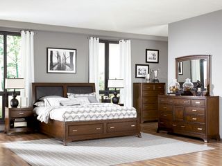 American Drew Essex 6PC Queen Leather Bed Bedroom Set - 104-325R