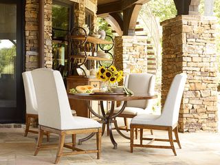 American Drew New River 5PC Round Dining Table Set with 4 Fabric Chairs - 204-702R