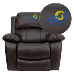 Angelo State University Rams Leather Rocker Recliner - MEN-DA3439-91-BRN-41003-EMB-GG