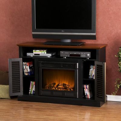 Antebellum Media Black and Walnut Electric Fireplace - Holly and Martin
