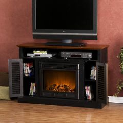 Antebellum Media Black and Walnut Electric Fireplace - Holly and Martin