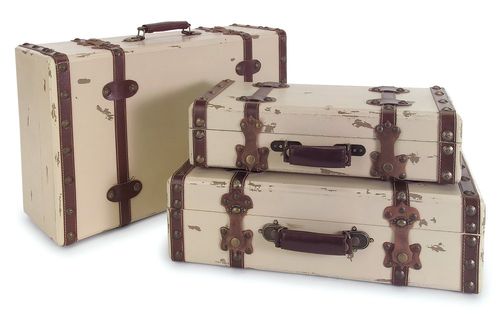 Antique Ivory Suitcases (Set of 3) - IMAX - 6013-3