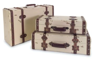 Antique Ivory Suitcases (Set of 3) - IMAX - 6013-3