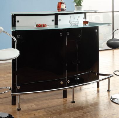 Arched Black Bar Unit with Frosted Glass Counter - 100139