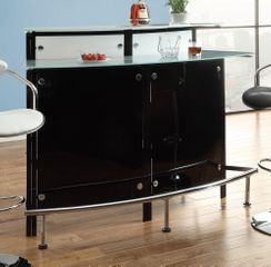 Arched Black Bar Unit with Frosted Glass Counter - 100139