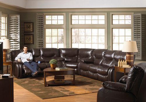 Arlington Reclining Sectional in Mahogany - Catnapper