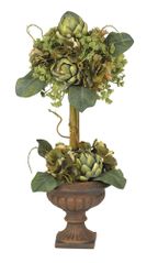 Artichoke Topiary Silk Flower Arrangement in Green - Nearly Natural - 4633
