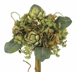 Artichoke Topiary Silk Flower Arrangement in Green - Nearly Natural - 4633