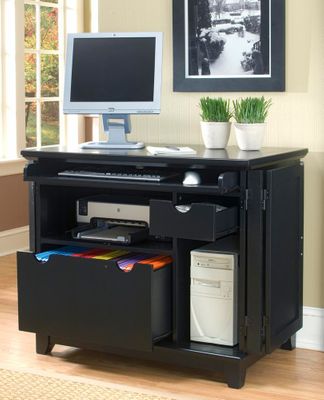 Arts and Crafts Compact Computer Cabinet in Black - Home Styles - 5181-19