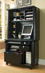 Arts and Crafts Compact Computer Cabinet with Hutch in Black - Home Styles - 5181-190