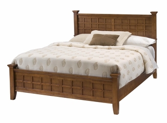 Arts and Crafts Queen Size Bed, Night Stand, and Drawer Chest in Cottage Oak - Home Styles - 5180-5018