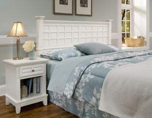 Arts and Crafts Queen Size Headboard and Night Stand in White - Home Styles - 5182-5015