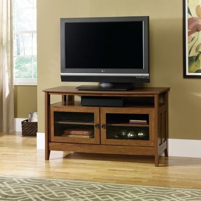 August Hill Panel TV Stand Oiled Oak - Sauder Furniture - 409636