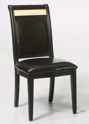 B385 Side Chair (Set of 2) in Brown Leather with Marble Inlay - Armen Living - LCB385SIBC-SET