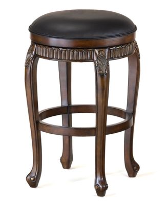 Backless Fleur de Lis Wood Swivel Counter Stool - 24